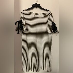 Striped Black and White Midi Dress